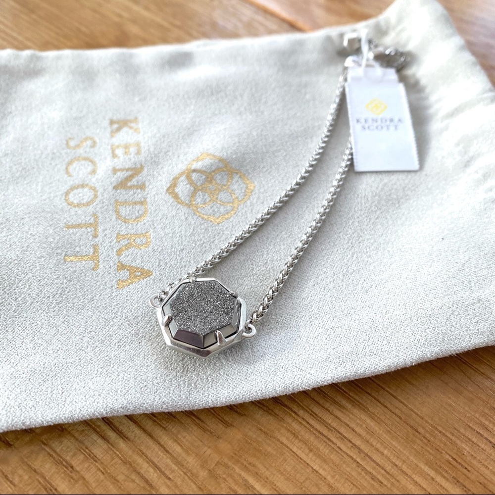 NWT Kendra Scott rhodium drusy adjustable bracelet